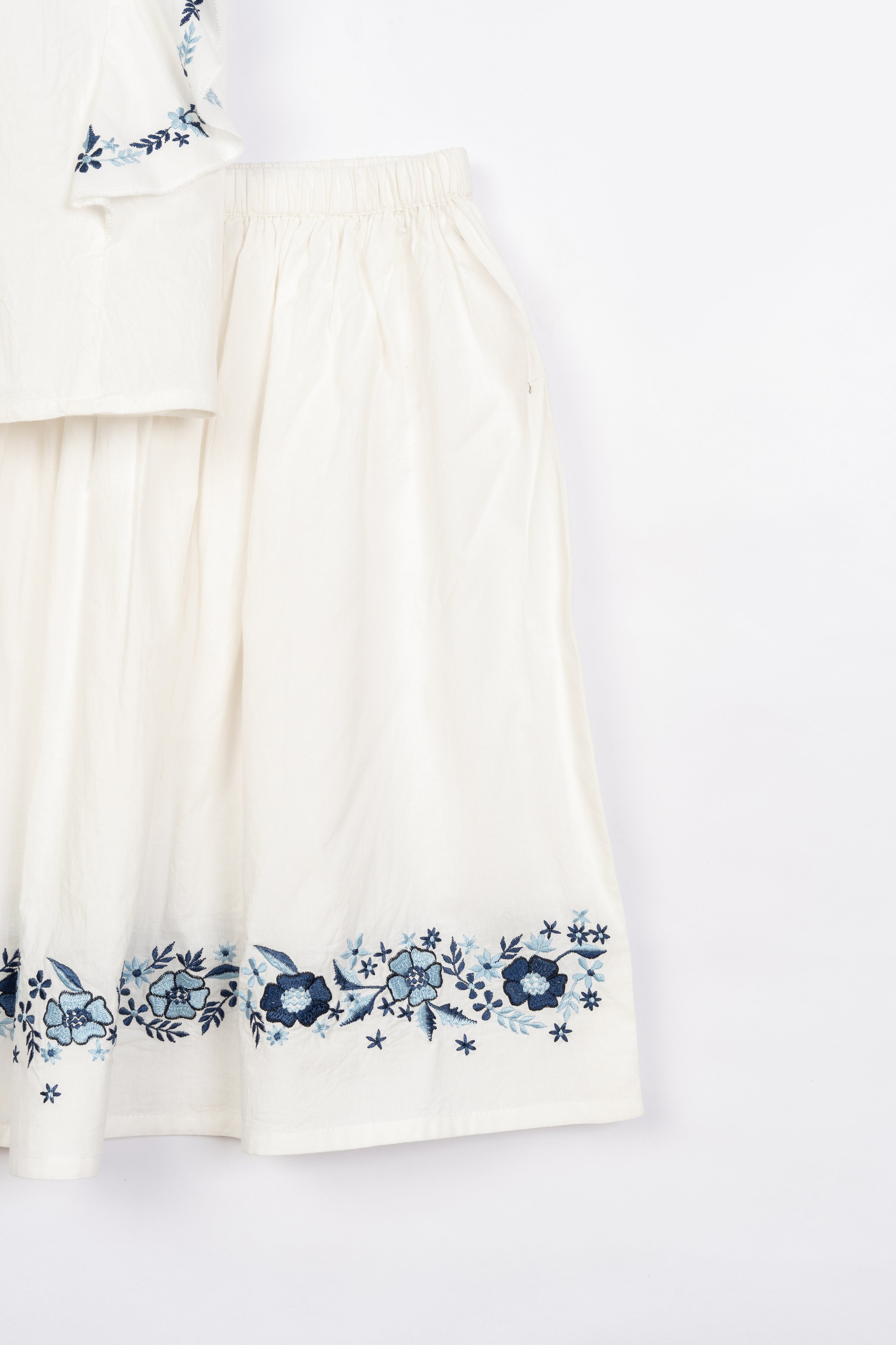 White Embroidered Skirt Set