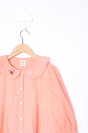 Pink Embroidery and Pin Tuck Detail Shirt