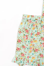 Green Floral Print Shorts Set