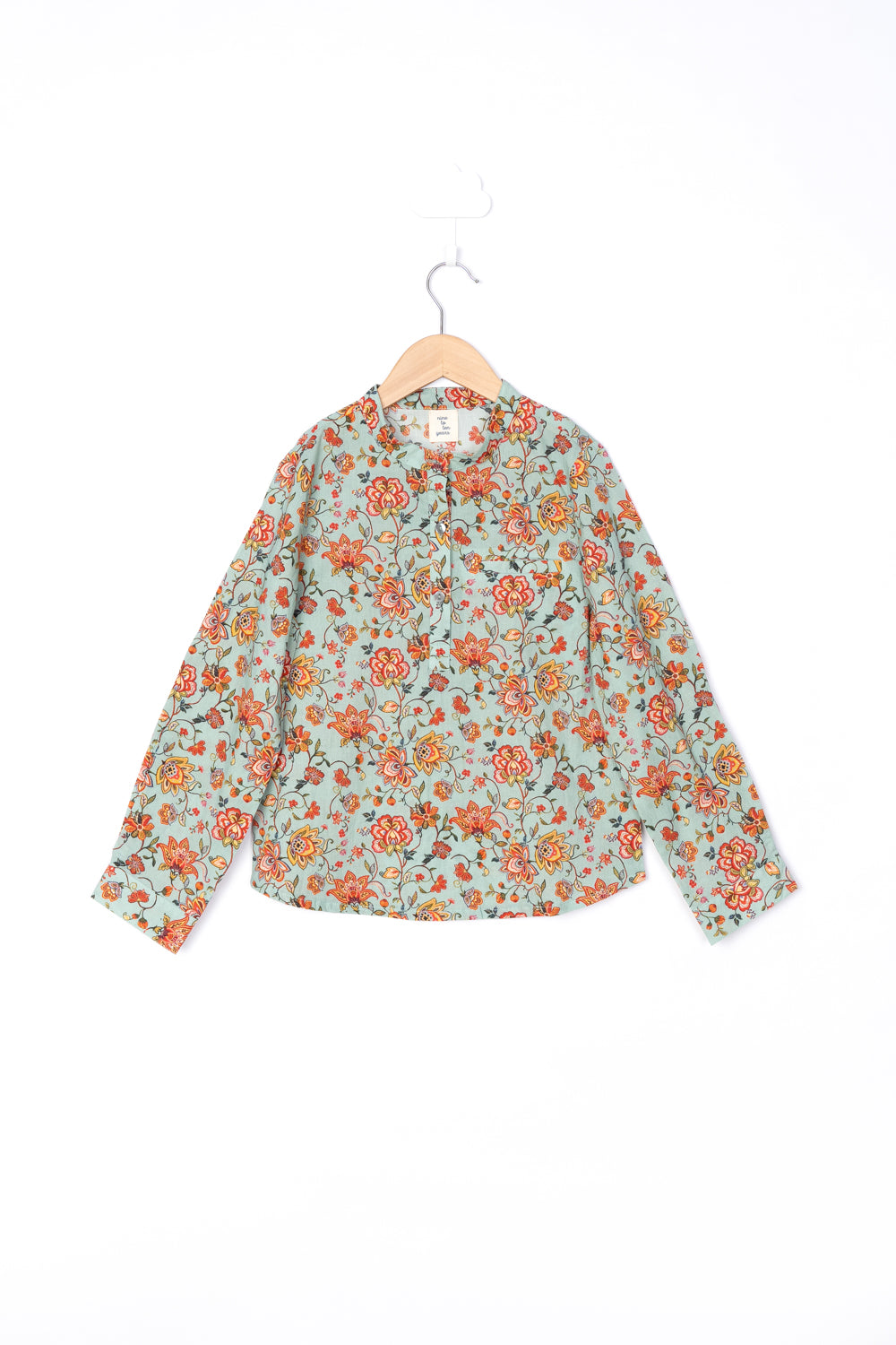 GREEN AND ORANGE FLORAL SHIRT