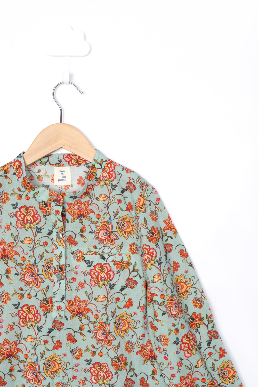 GREEN AND ORANGE FLORAL SHIRT