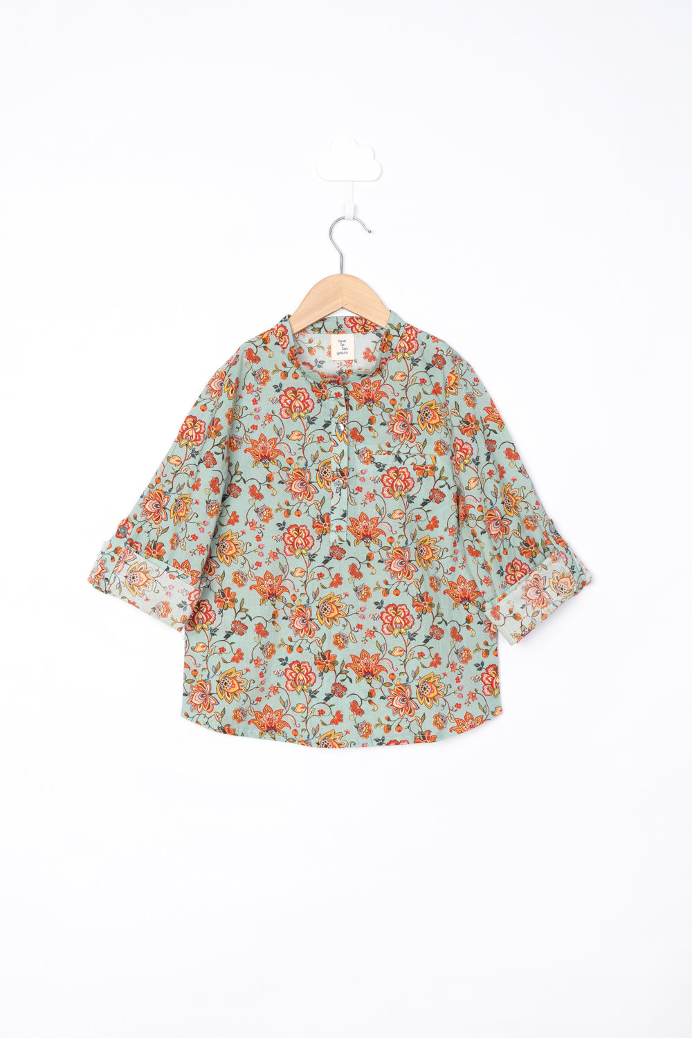 GREEN AND ORANGE FLORAL SHIRT