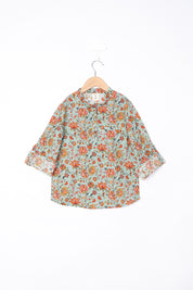 GREEN AND ORANGE FLORAL SHIRT