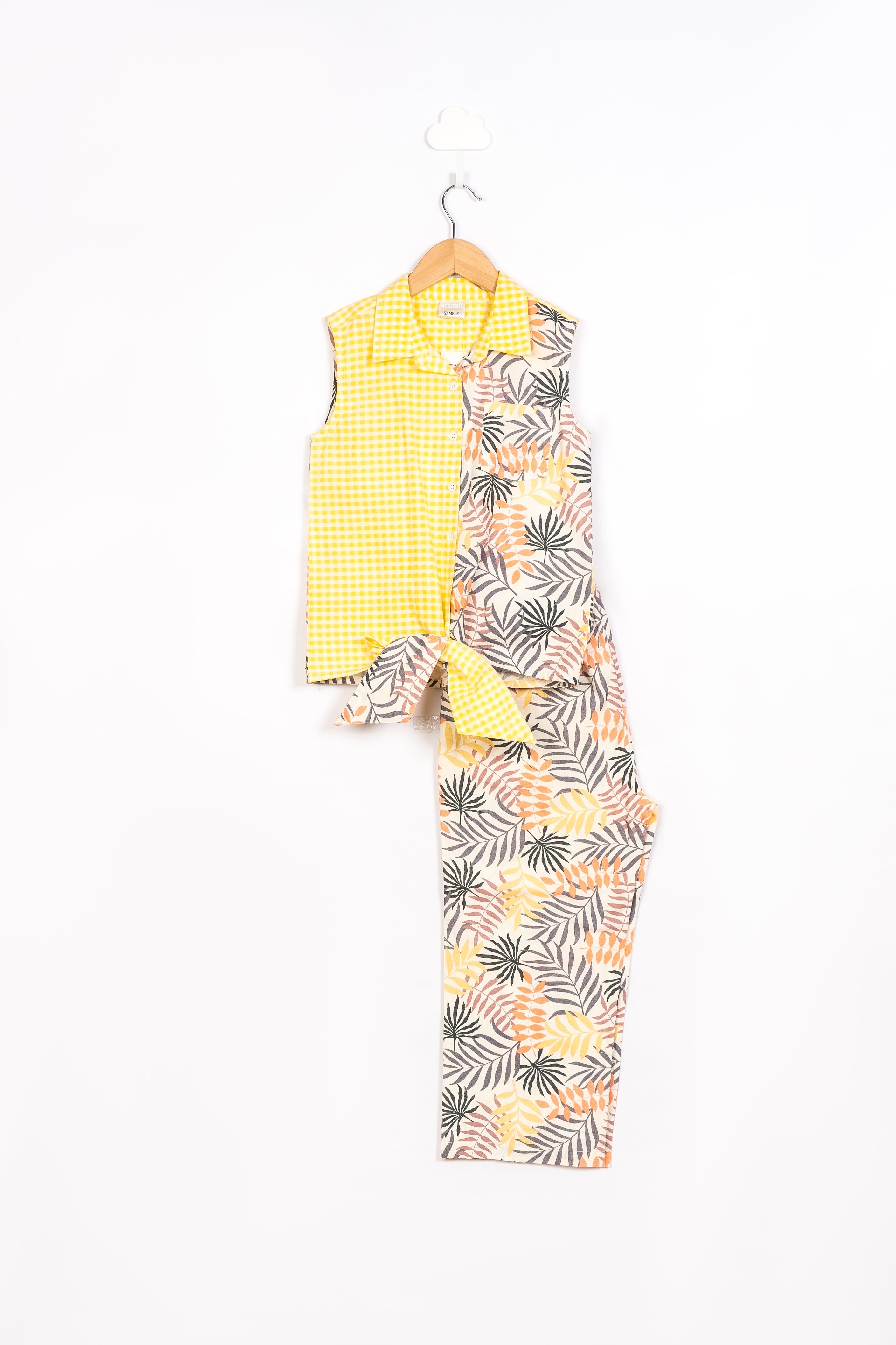 Yellow Leaf Print Co-ord Set