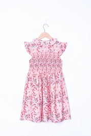 SMOCKED PINK FLORAL DRESS