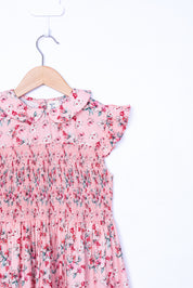 SMOCKED PINK FLORAL DRESS