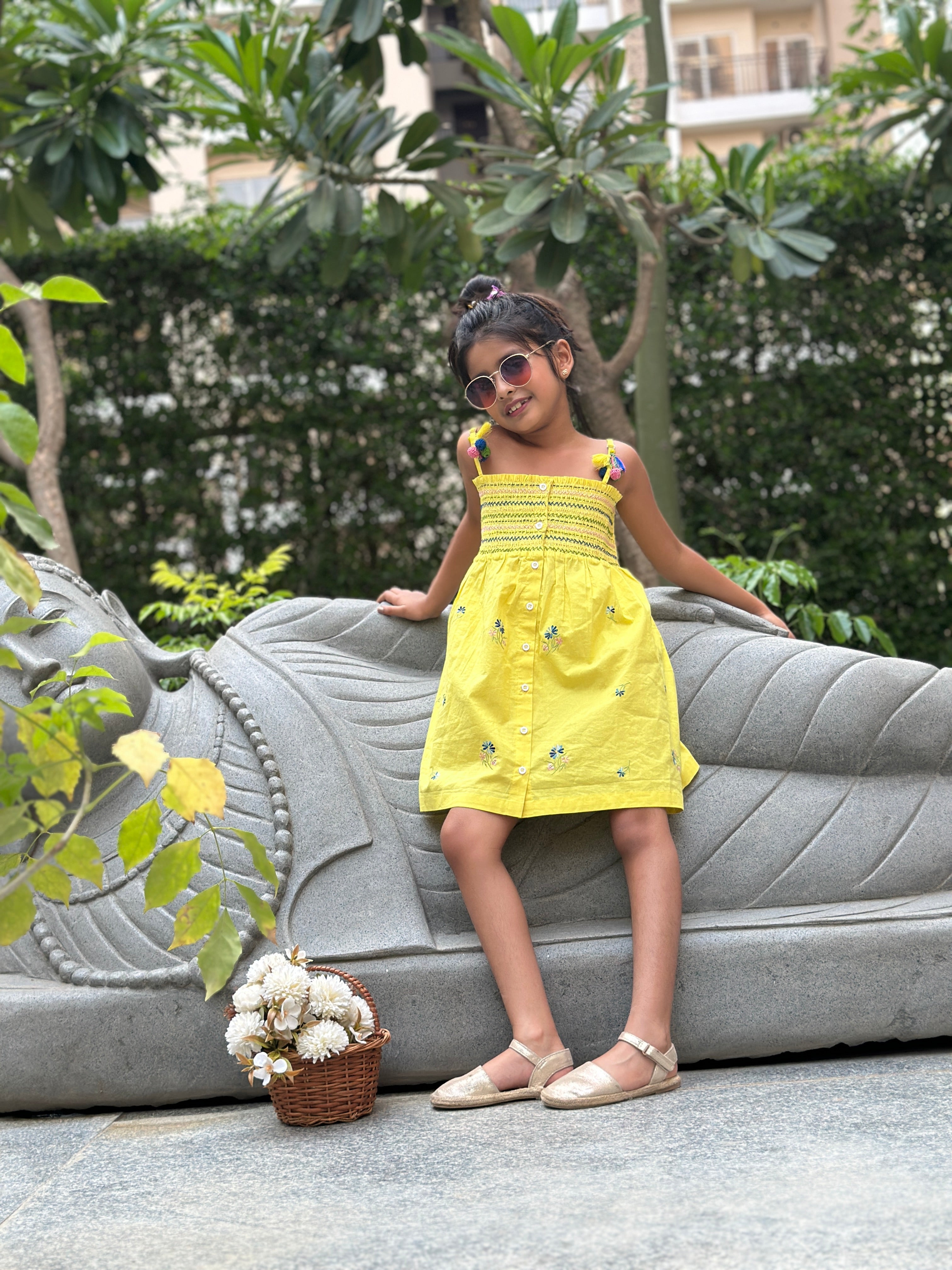 Yellow Smocked Dress