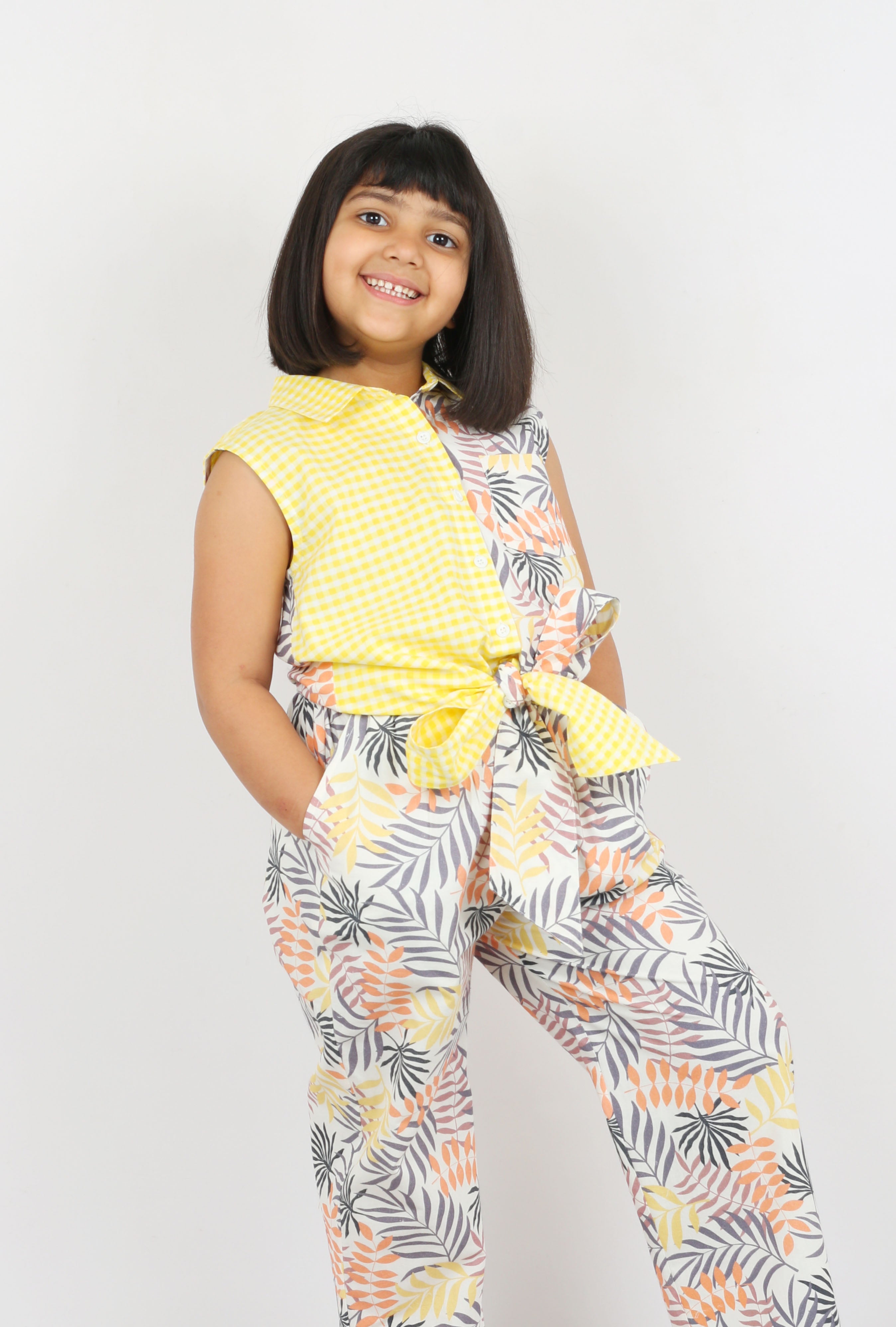 Yellow Leaf Print Co-ord Set