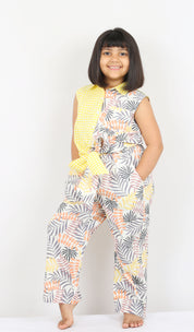 Yellow Leaf Print Co-ord Set