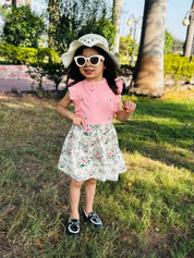 Pink Stripe & Floral Print Dress
