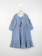 Gingham Checks Embroidery Dress