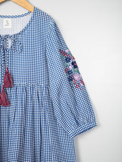 Gingham Checks Embroidery Dress