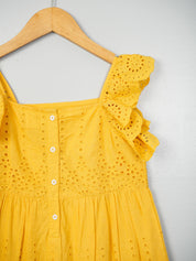 Yellow Anglaise Embroidery Dress