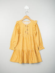 Yellow Check and Frill Dress