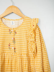 Yellow Check and Frill Dress