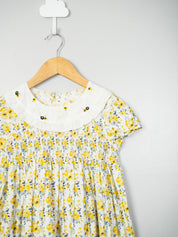 Yellow and White Smocking Detail Dress