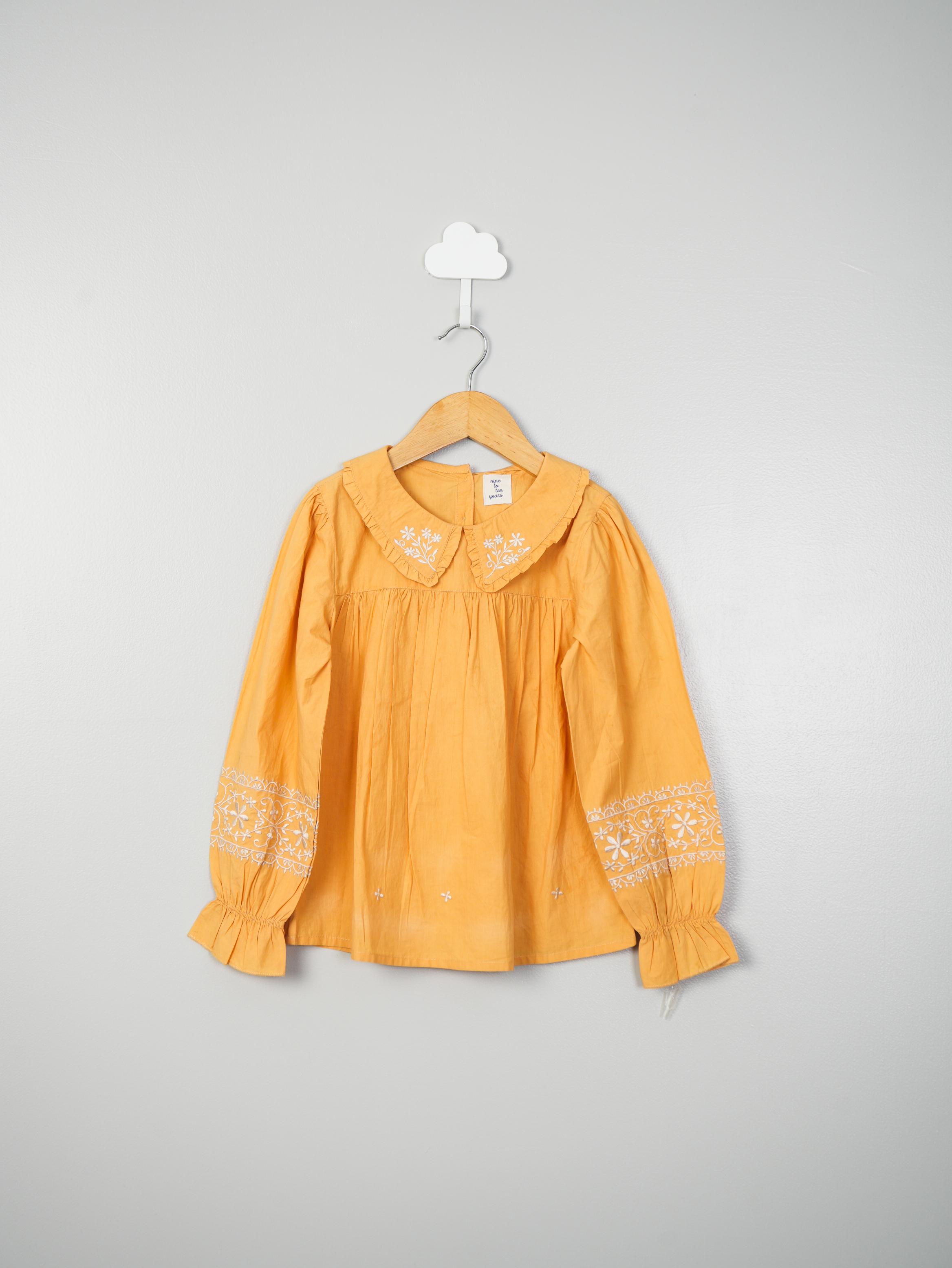 Yellow Embroidery Detail Blouse