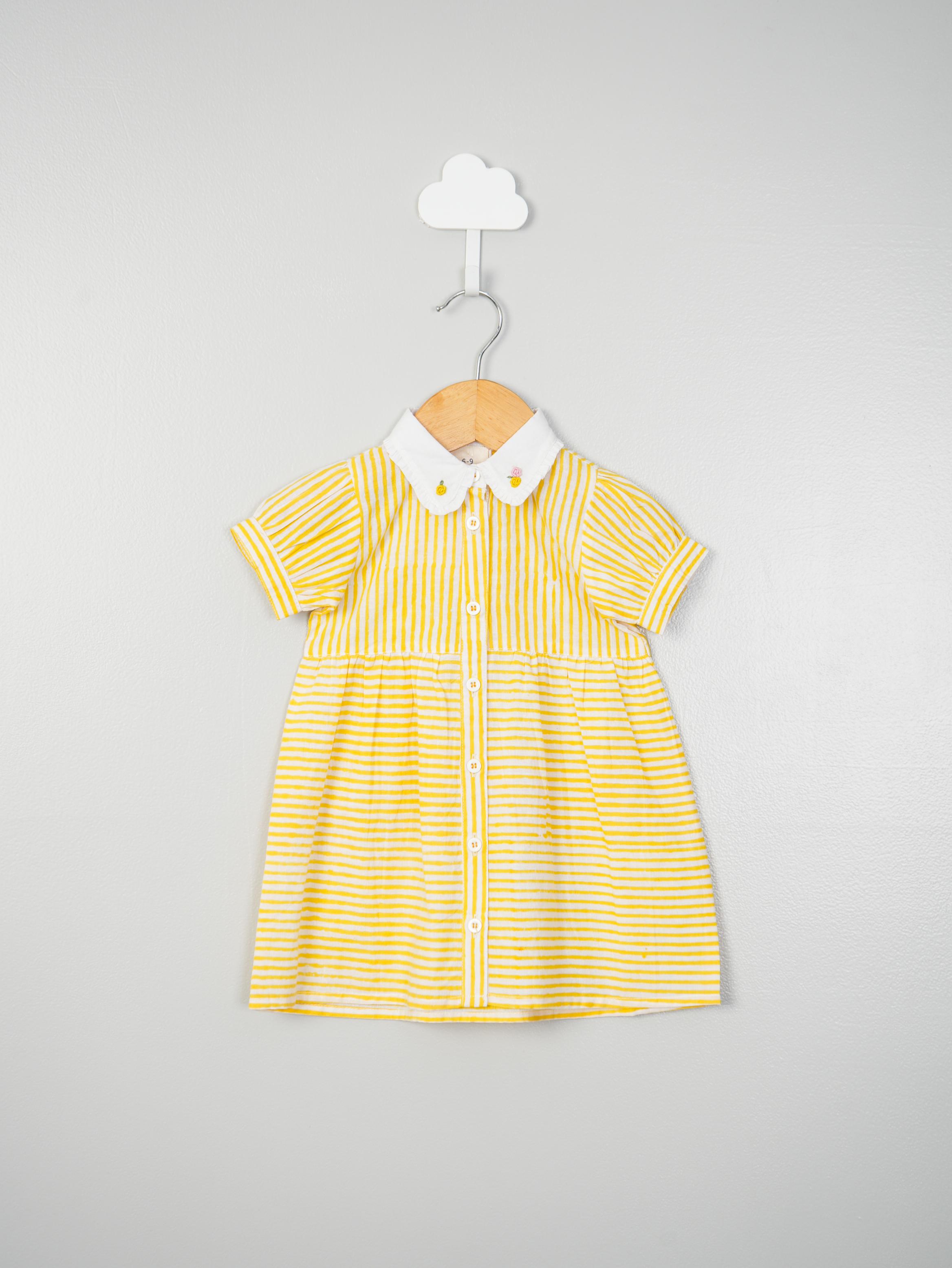 Yellow Stripe and Embroidery
 Detail Dress