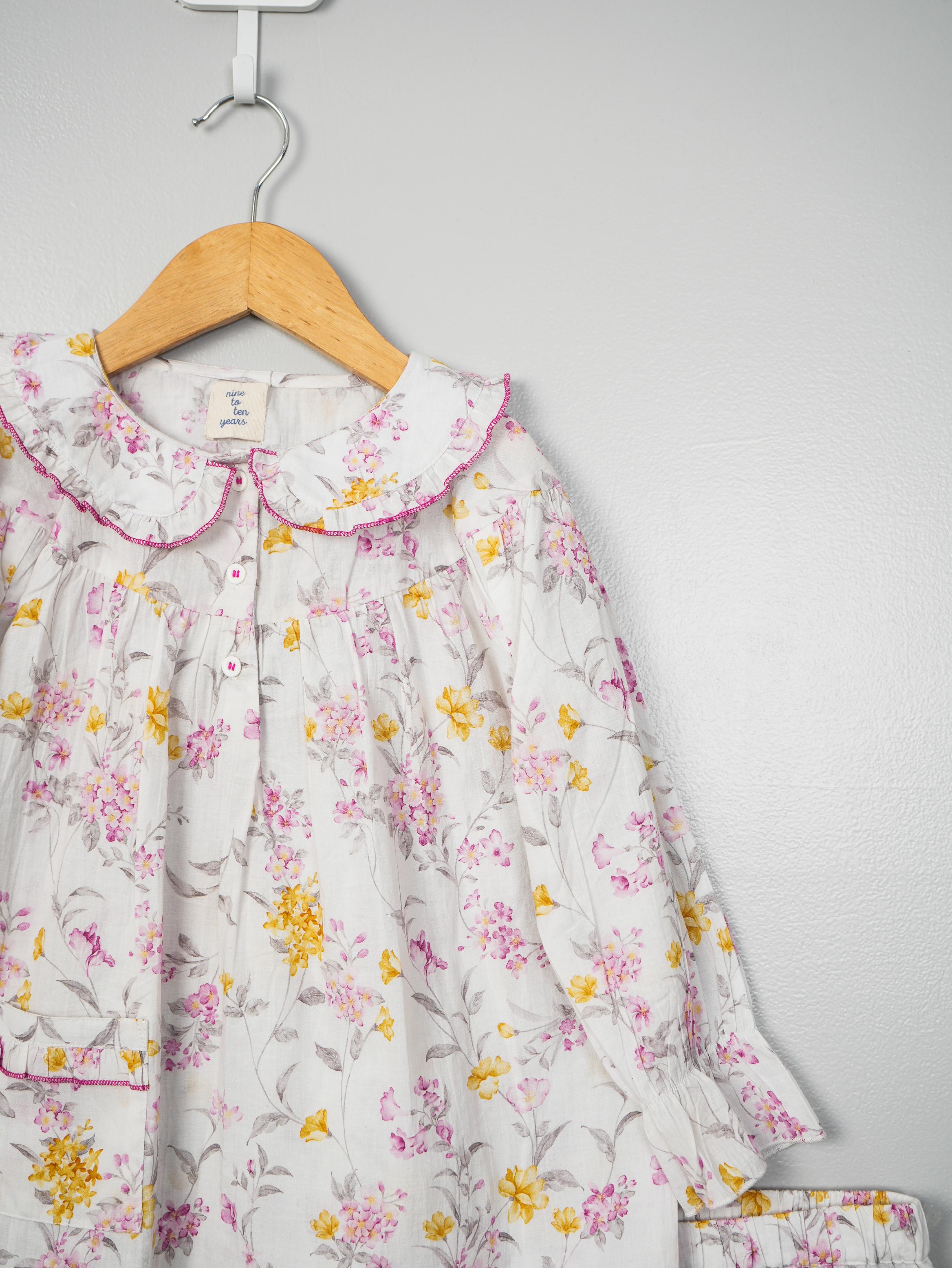 Pink & Yellow Floral PJ Set