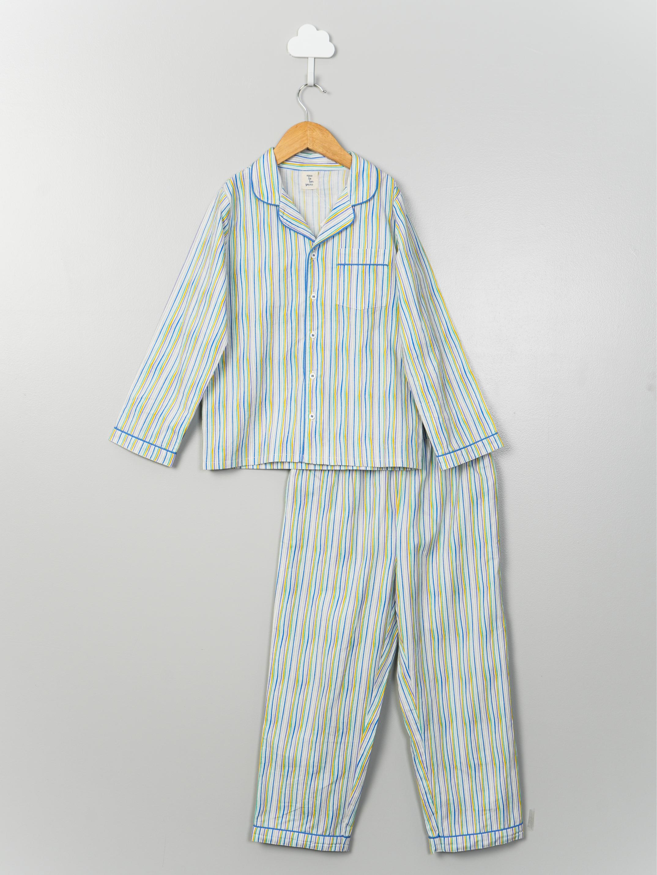 Shades of Blue Stripe PJ Set