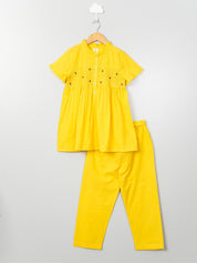 Yellow Smocking and Embroidery 
 Detail PJ Set