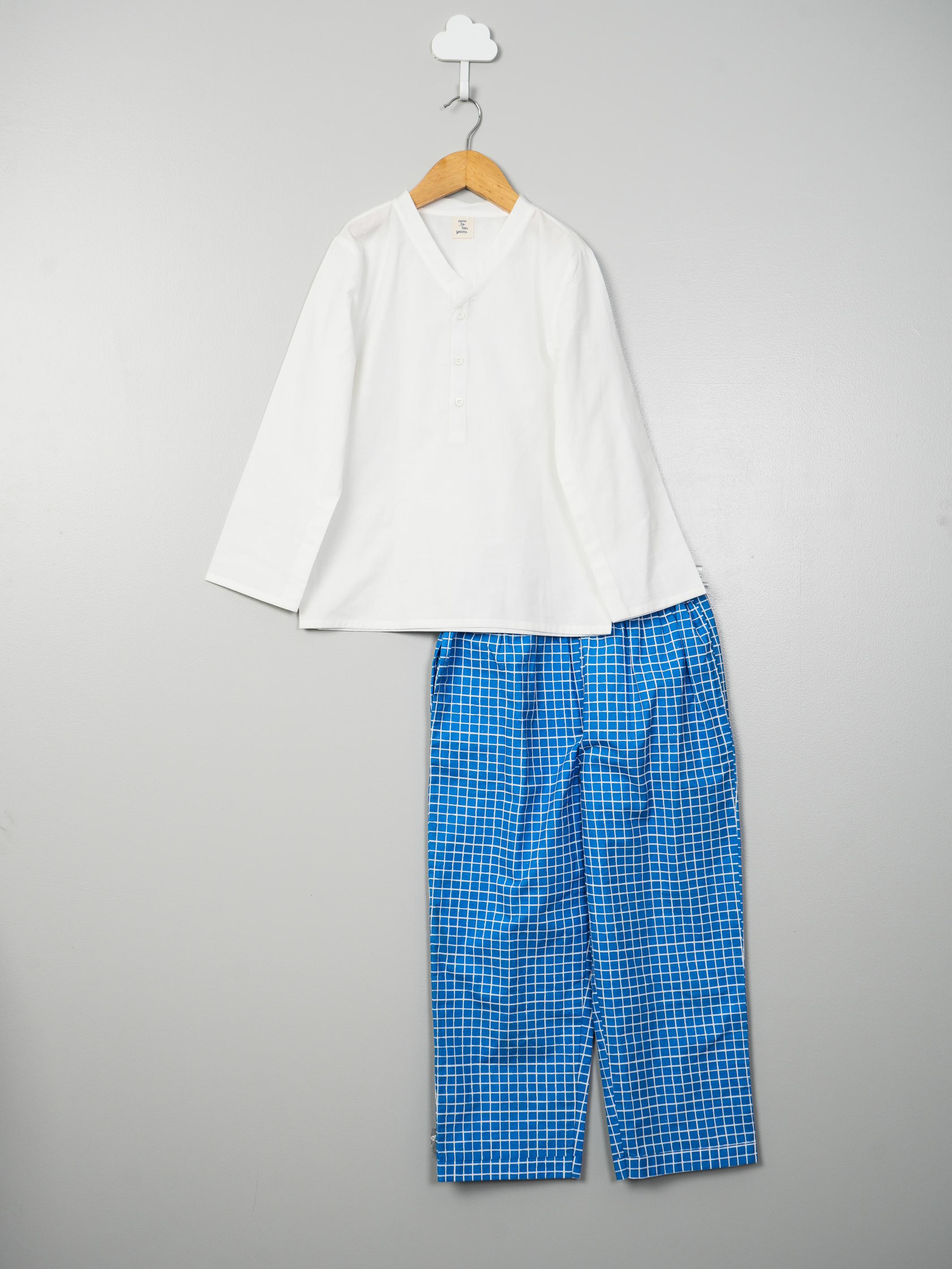 Classic White and Blue PJ Set