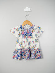 Yellow and Blue Floral Infant Dress