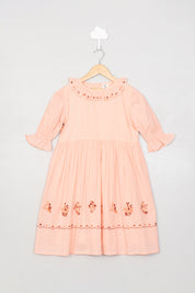 Peach Embroidery Dress