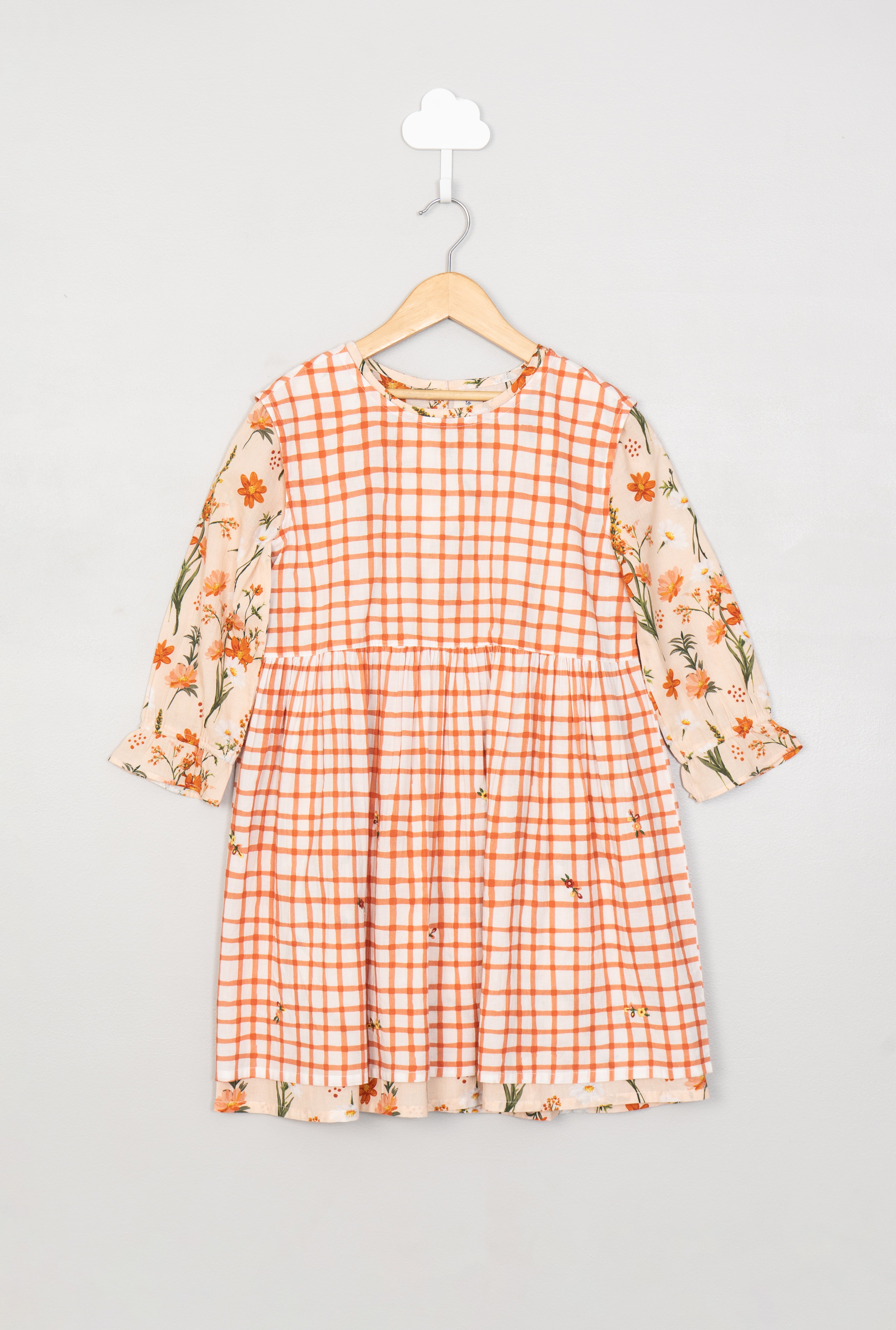 Orange Floral Pinafore Dress