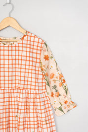 Orange Floral Pinafore Dress