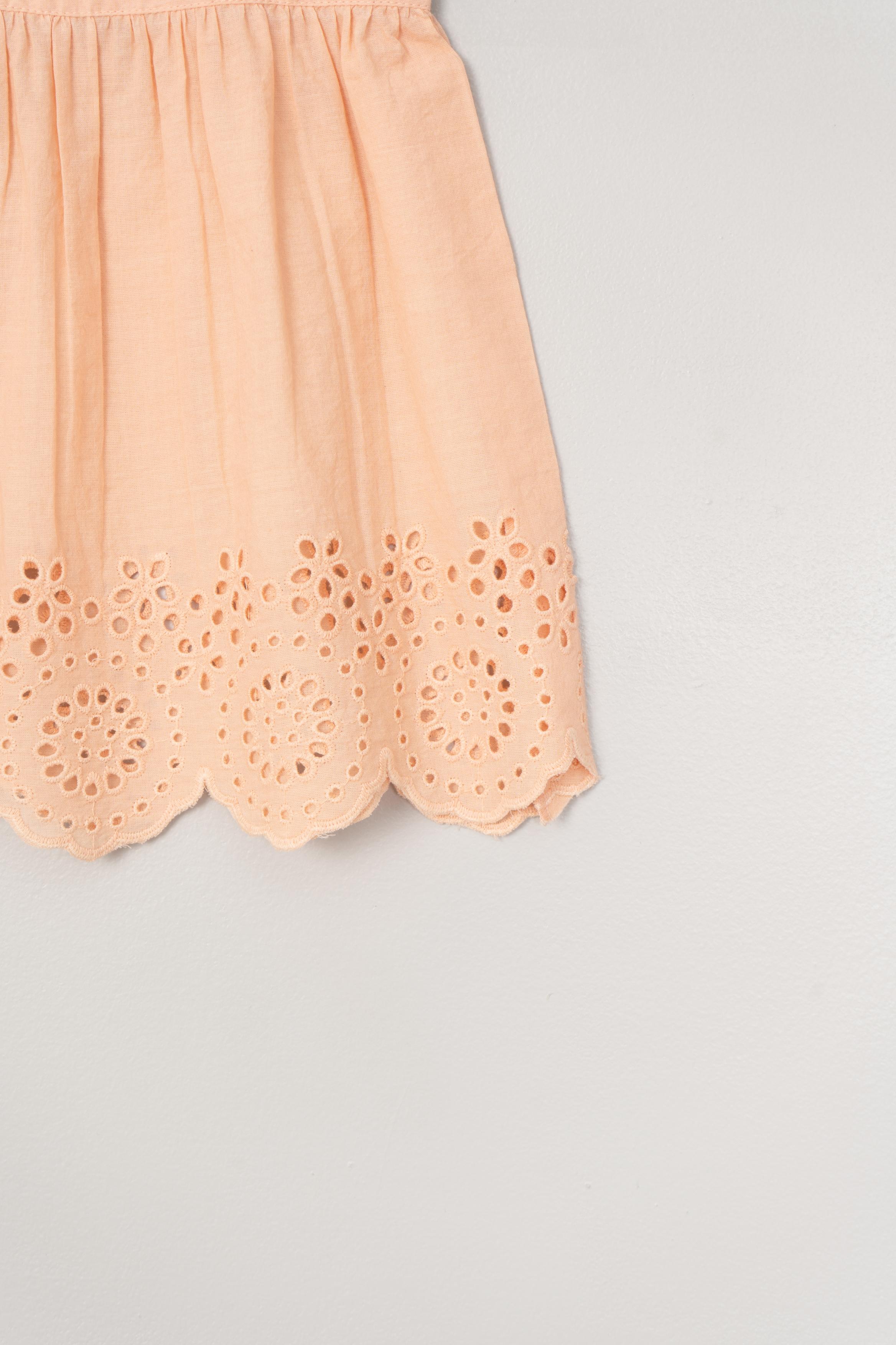 Peach Anglaise Embroidery Dress