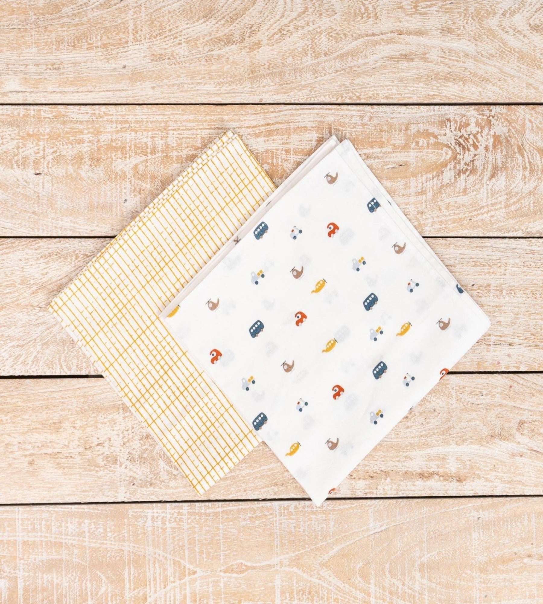 Chequered & Vehicle Print Napkin Set