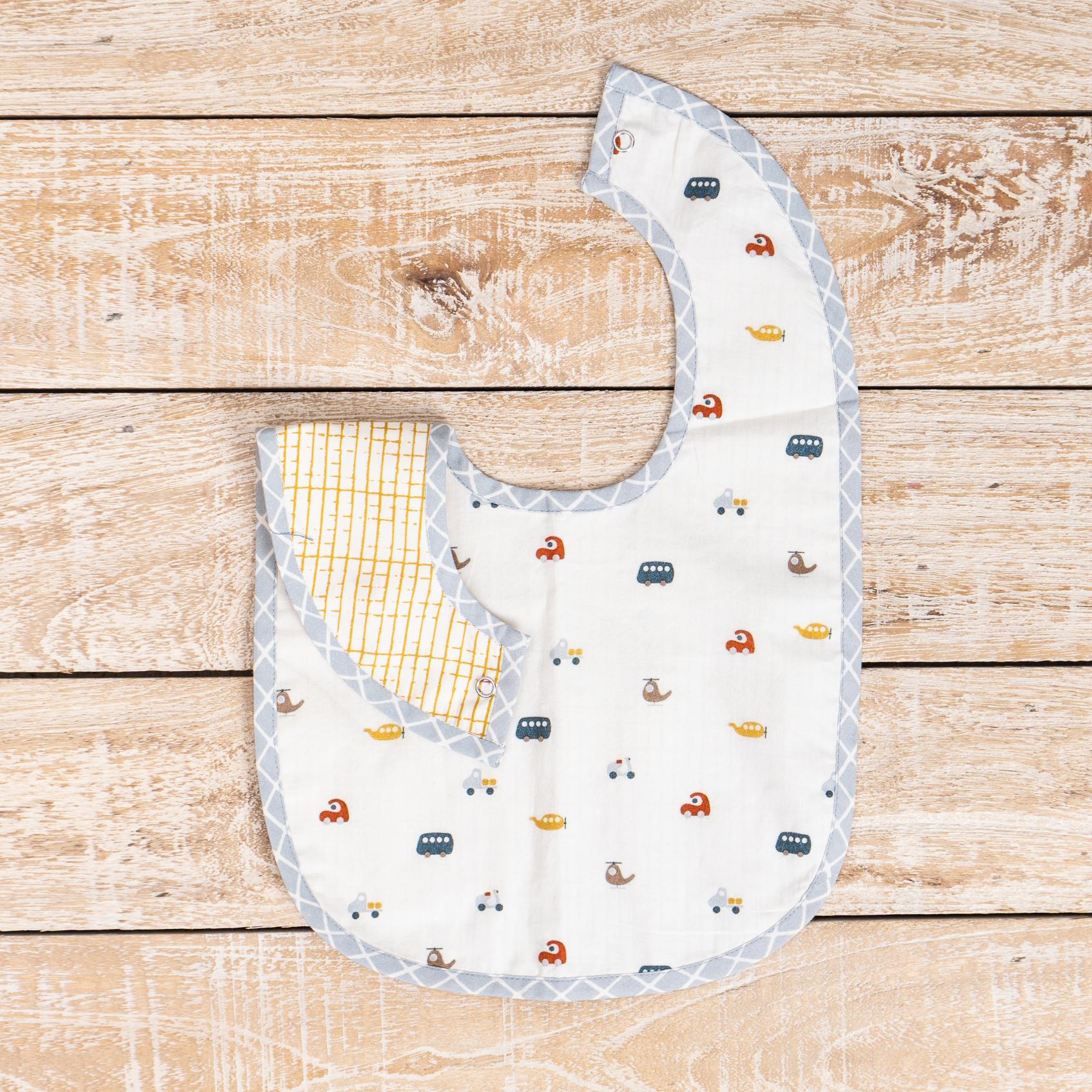 Chequered & Vehicle Print Bib