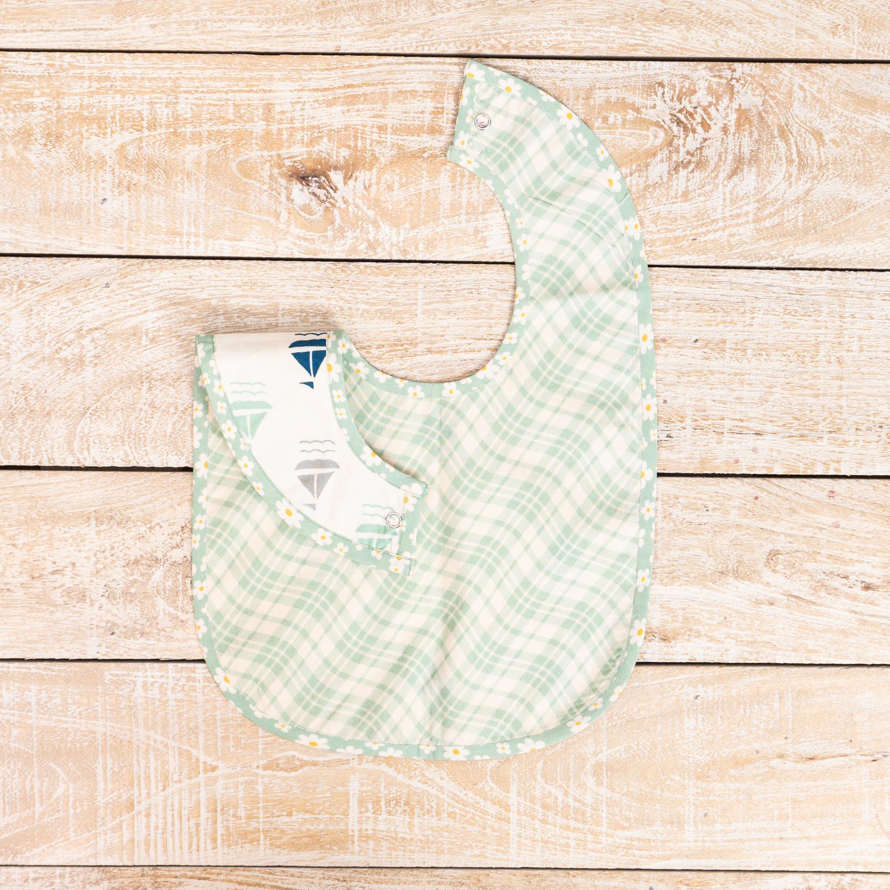 Wavy Checks & Boat Print Bib