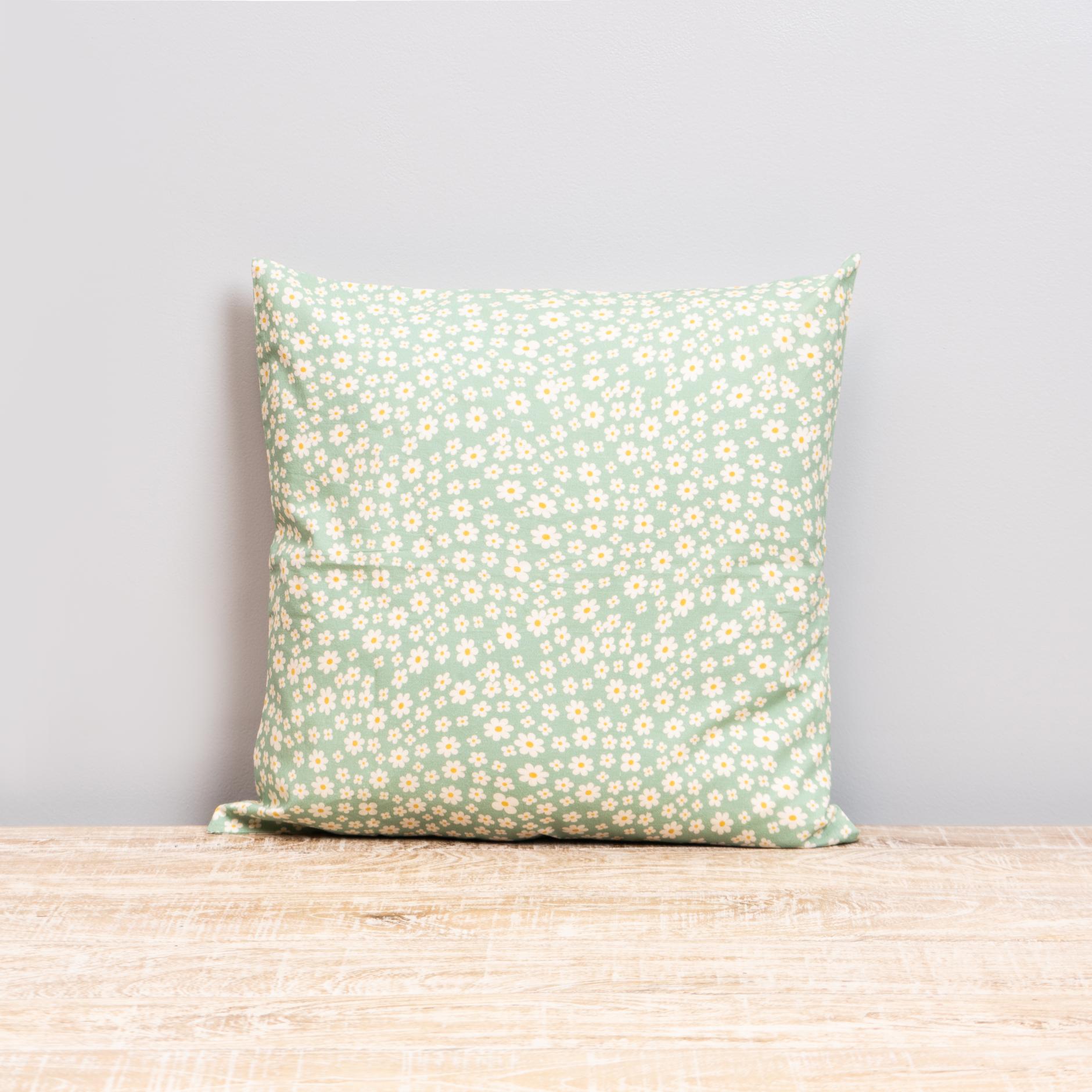 Floral Print Cushion Cover in Green