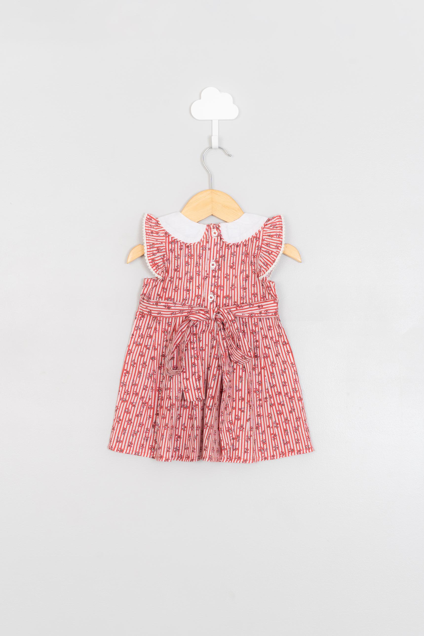 Lace and Pin Tuck Detail Infant Dress