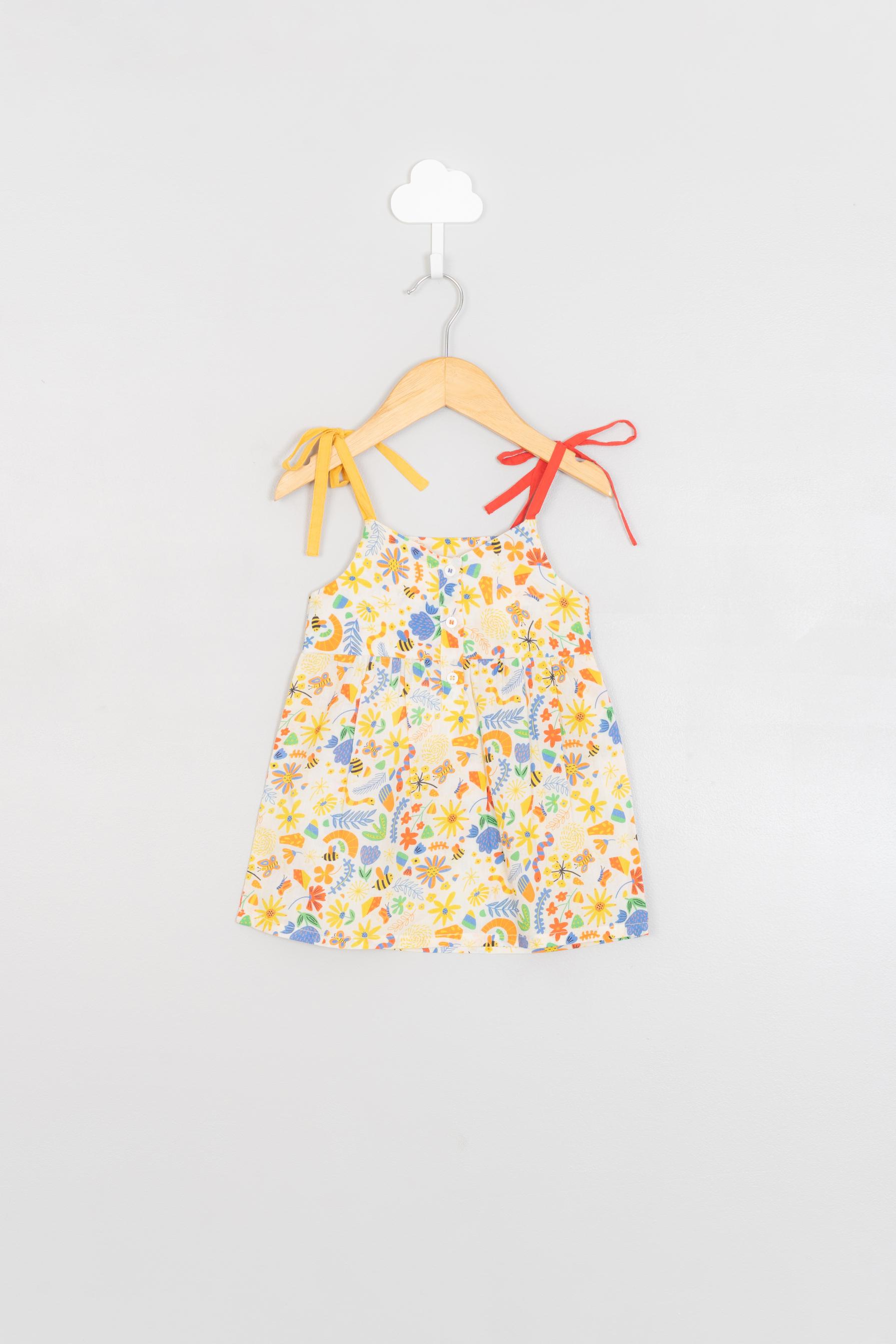 Red and Yellow Knot Detail Dress