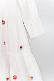 White Red Embroidery Dress