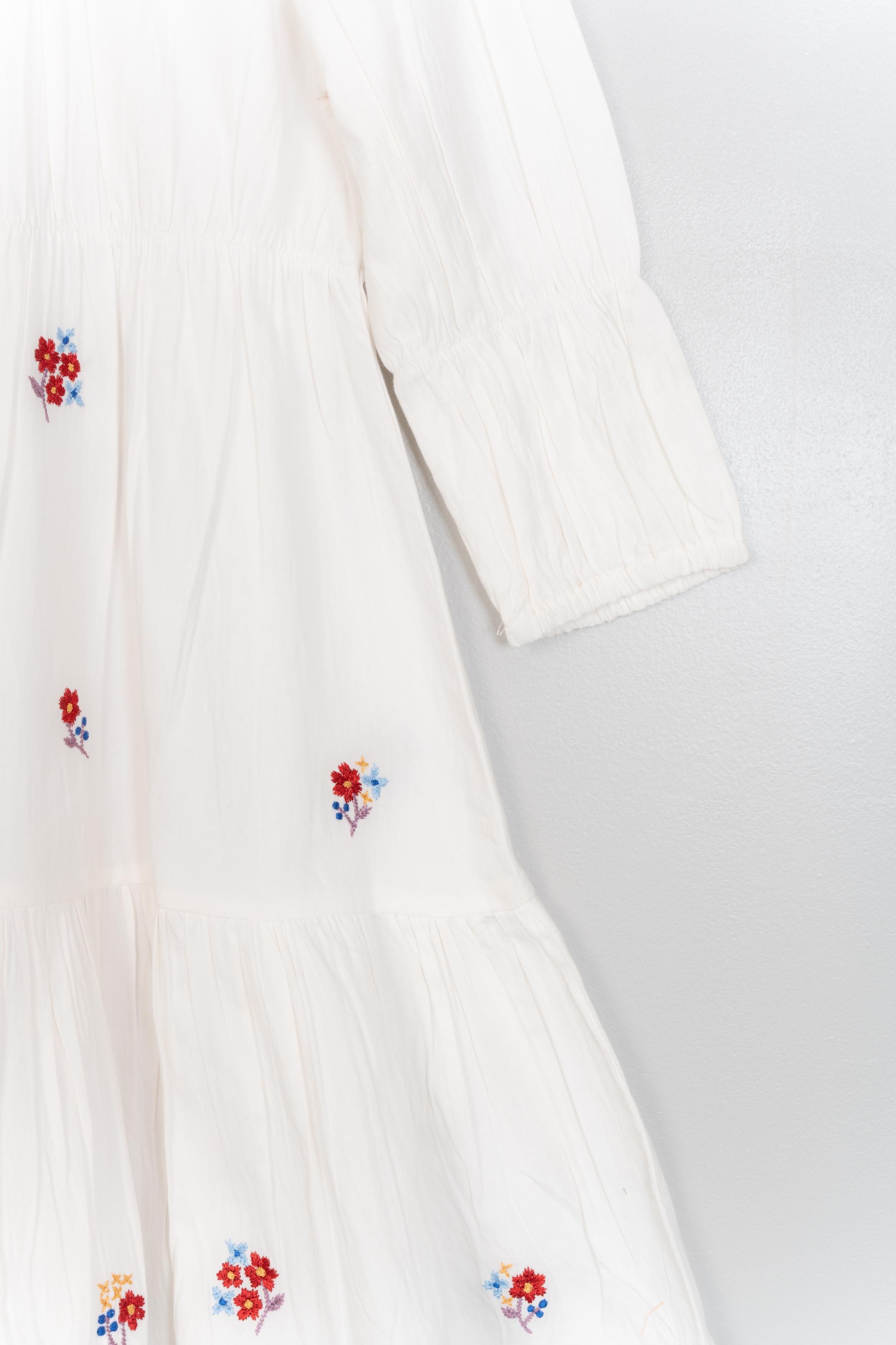 White Red Embroidery Dress