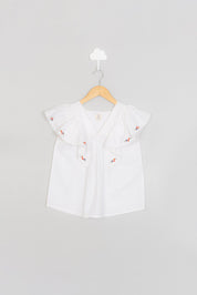 White Red Embroidery Top