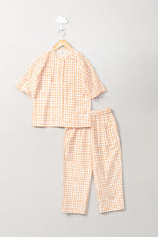 Orange Checks Girls PJ Set