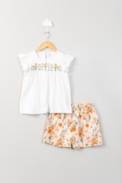 Orange Garden Skirt/ Shorts Set