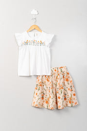 Orange Garden Skirt/ Shorts Set