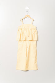 Yellow Stripe Embroidery Jumpsuit