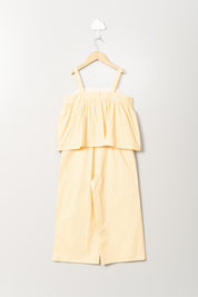 Yellow Stripe Embroidery Jumpsuit