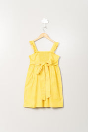 Yellow Checks Embroidery Dress