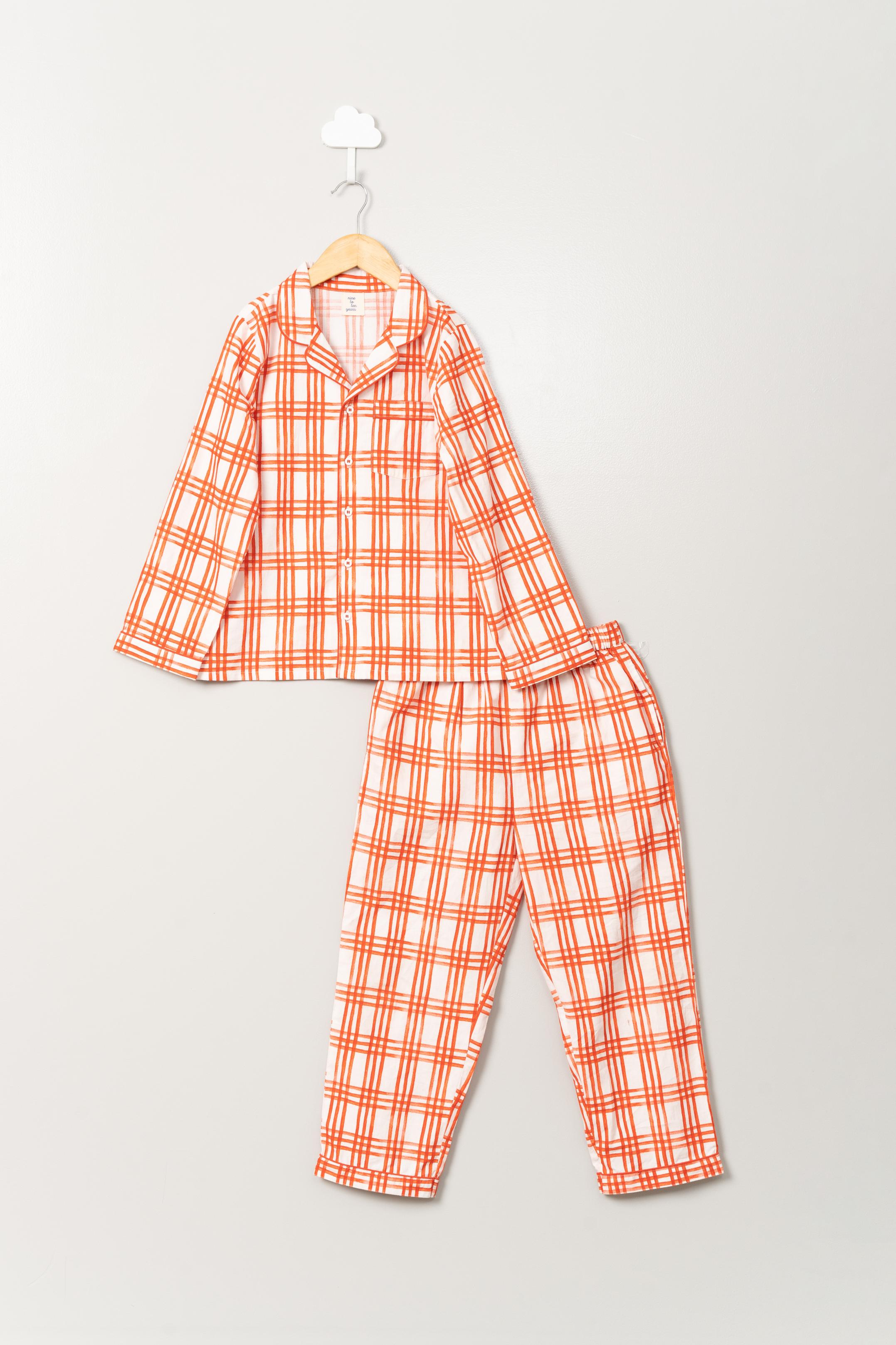 Red  Checks Boys Pyjama Set