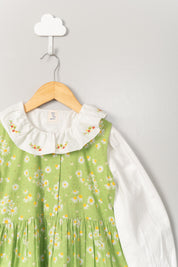 Green Sunflowers Pinafore Dress