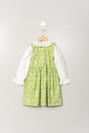 Green Sunflowers Pinafore Dress