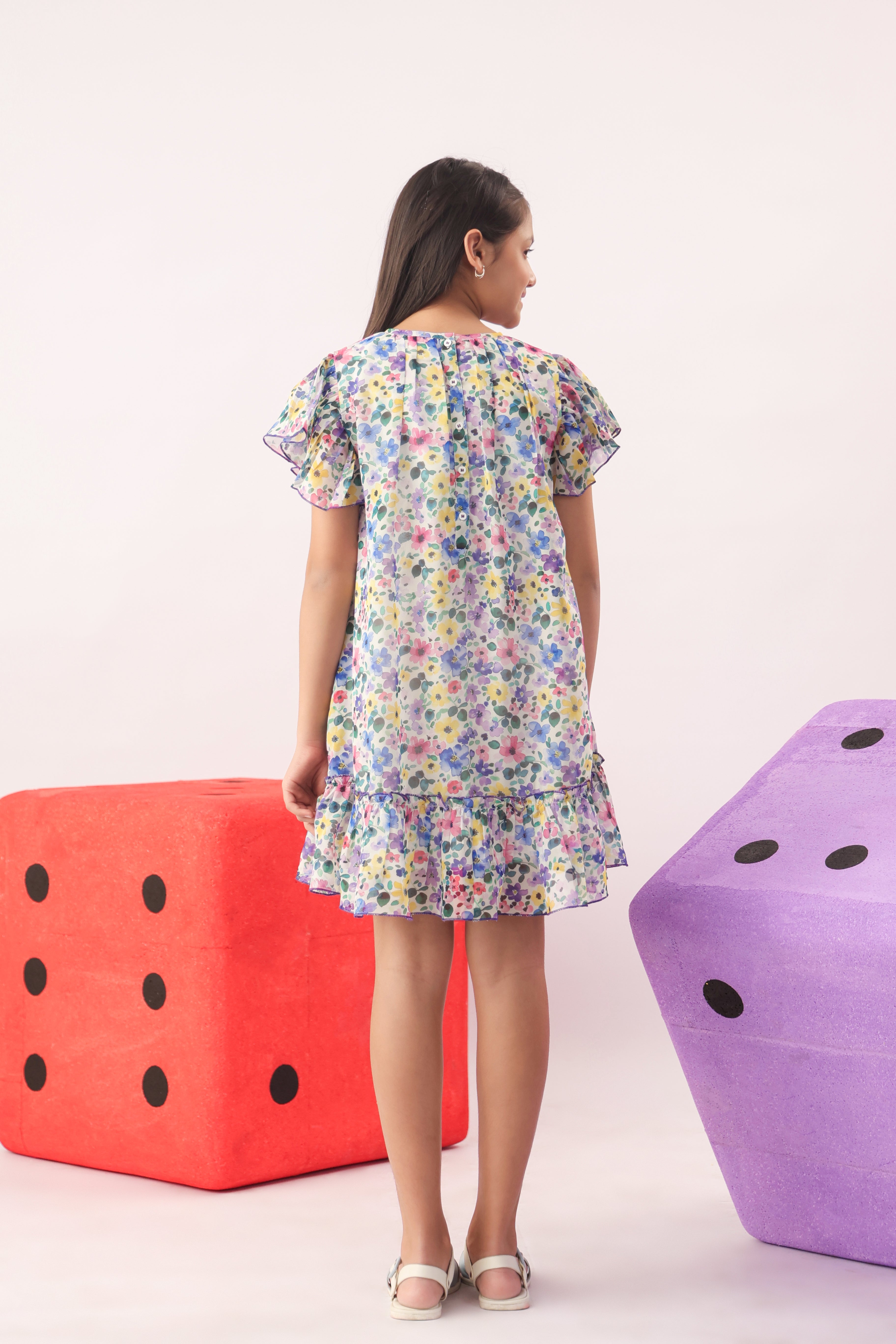 Petal Cloud Floral Organza Dress for Girls